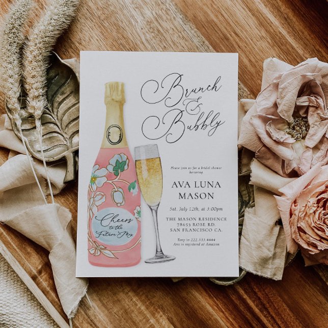 Brunch and Bubbly Champagne Bridal Shower Invitati Invitation (Creator Uploaded)