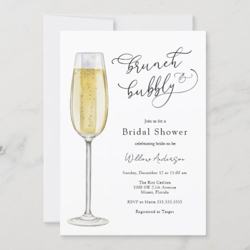 Brunch and Bubbly Champagne Bridal Shower Invitation