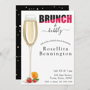 Brunch and Bubbly Champagne Bridal Shower Invitation