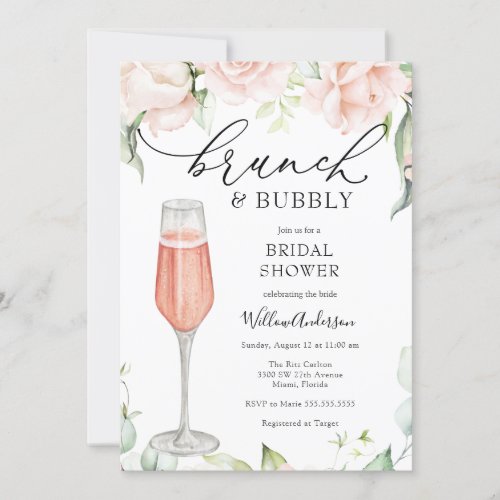 Brunch and Bubbly Champagne Bridal Shower  Invitation