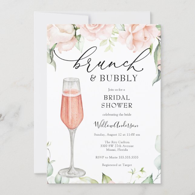 Brunch and Bubbly Champagne Bridal Shower  Invitation (Front)