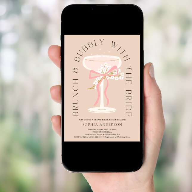 Brunch and Bubbly Champagne Bridal Shower Invitation (Front Digital)