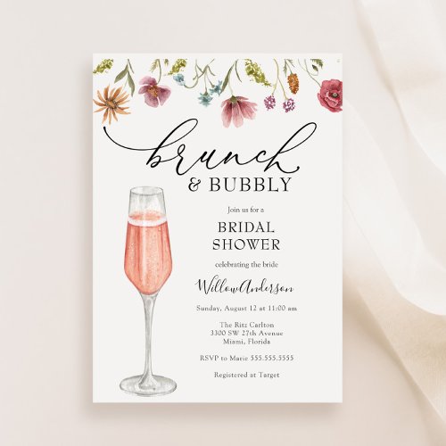 Brunch and Bubbly Champagne Bridal Shower  Invitation