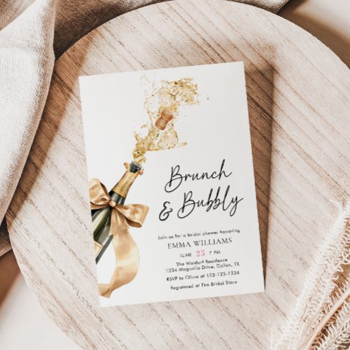 Brunch and Bubbly Champagne Bridal Shower Invitation