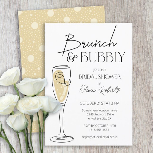 Brunch and Bubbly Champagne Bridal Shower Invitation (Creator Uploaded)