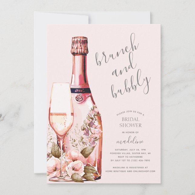 Brunch and Bubbly Champagne Bridal Shower Invitation (Front)