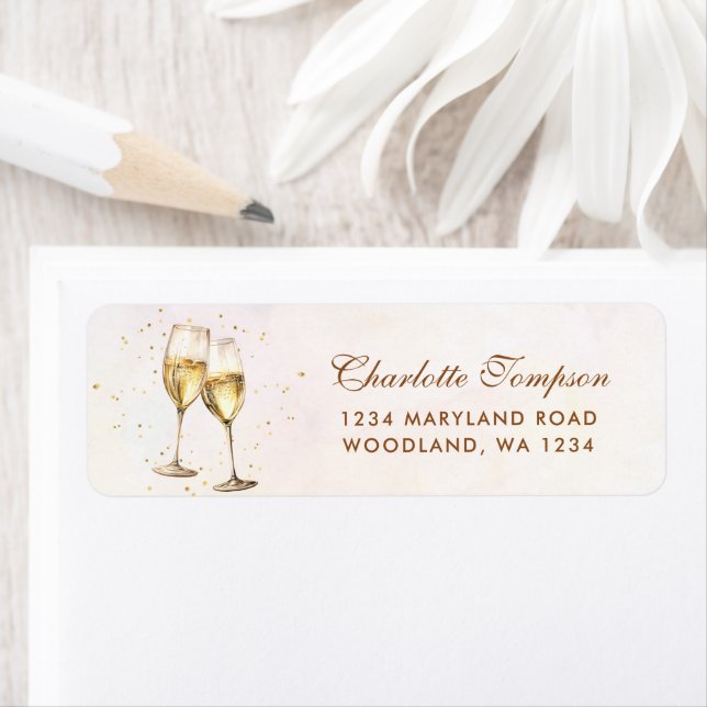 Brunch and Bubbly Champagne Bridal Shower Label (Insitu)
