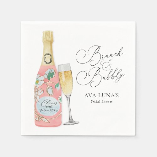 Brunch and Bubbly Champagne Bridal Shower Napkins