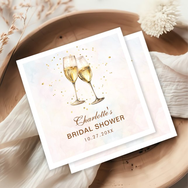 Brunch and Bubbly Champagne Bridal Shower Napkins (Creator Uploaded)