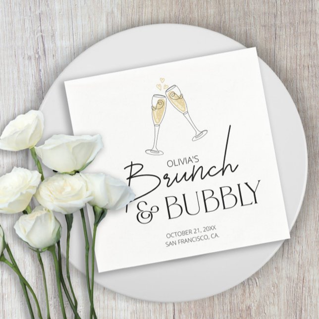 Brunch and Bubbly Champagne Bridal Shower Napkins (Creator Uploaded)