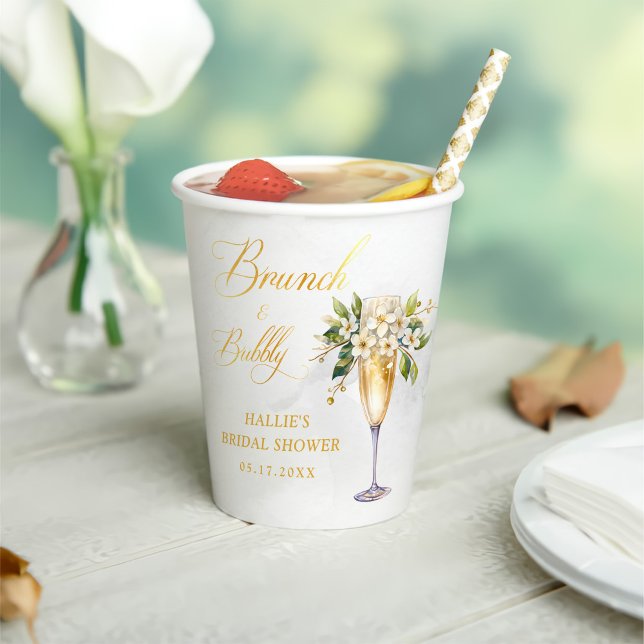 Brunch and Bubbly Champagne Bridal Shower Paper Cups (Creator Uploaded)