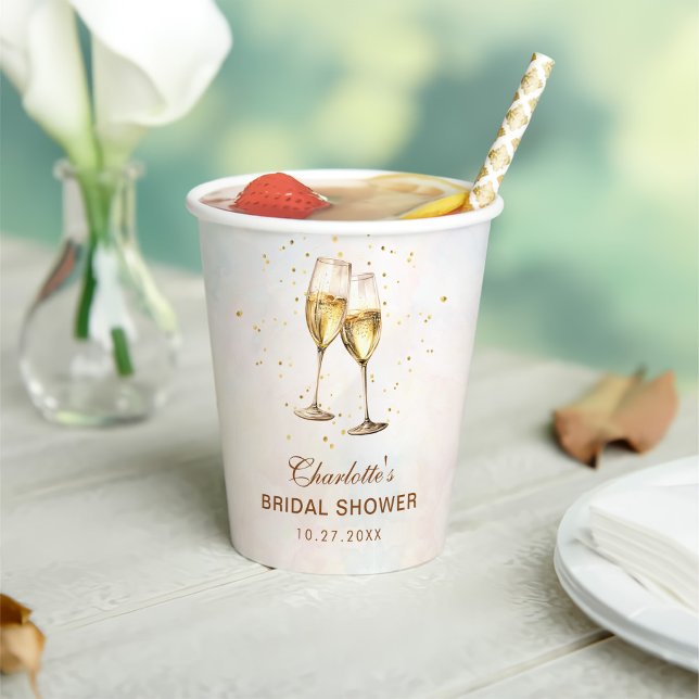 Brunch and Bubbly Champagne Bridal Shower Paper Cups (Creator Uploaded)