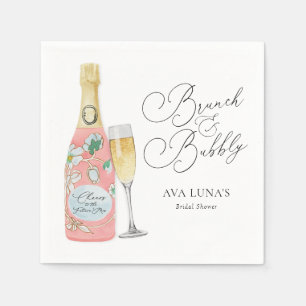 Brunch and Bubbly Champagne Bridal Shower Paper Napkins
