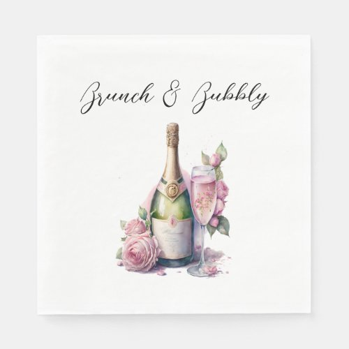 Brunch and Bubbly Champagne Bridal Shower Paper Napkins