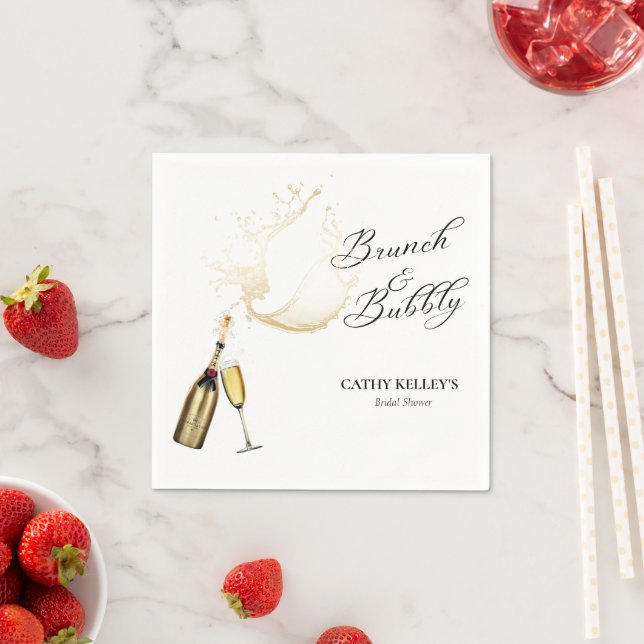 Brunch and Bubbly Champagne Bridal Shower Paper Napkins (Insitu)