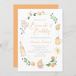 Brunch and Bubbly Champagne Bridal Shower Party Invitation