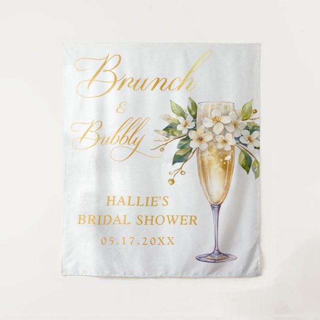 Brunch and Bubbly Champagne Bridal Shower Tapestry (Front)