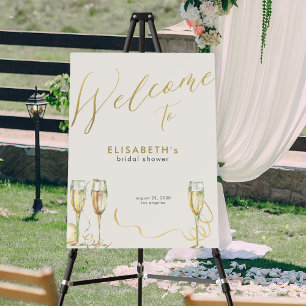 Brunch and bubbly champagne bridal shower welcome foam board