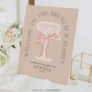 Brunch and Bubbly Champagne Bridal Shower Welcome Pedestal Sign