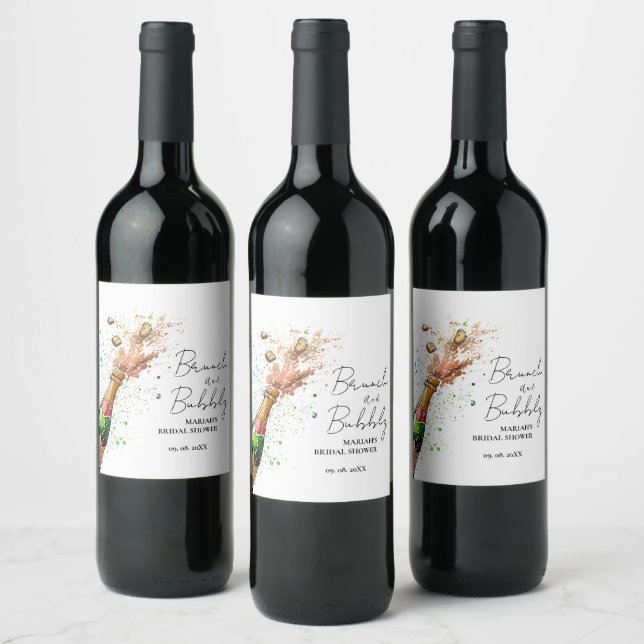 Brunch And Bubbly Champagne bridal Shower  Wine Label (Bottles)