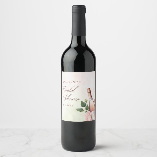 Brunch and Bubbly Champagne Bridal Shower Wine Label (Front)