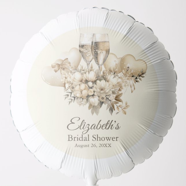 Brunch and Bubbly Champagne Flowers Bridal Shower Balloon (Front)