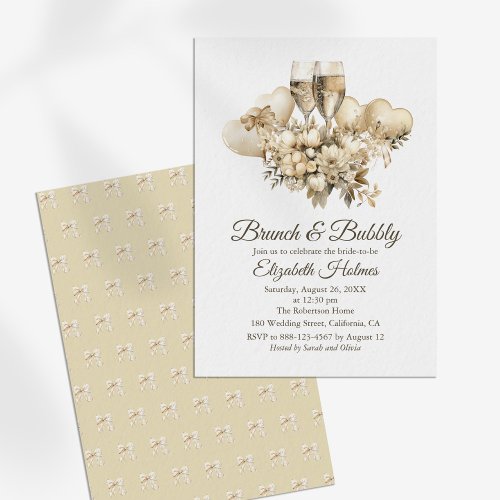 Brunch and Bubbly Champagne Flowers Bridal Shower Invitation