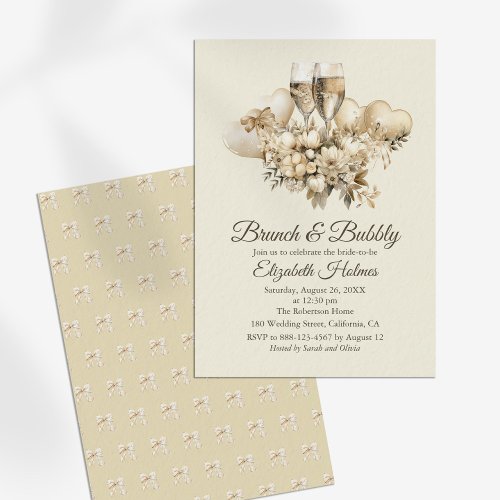 Brunch and Bubbly Champagne Flowers Bridal Shower Invitation