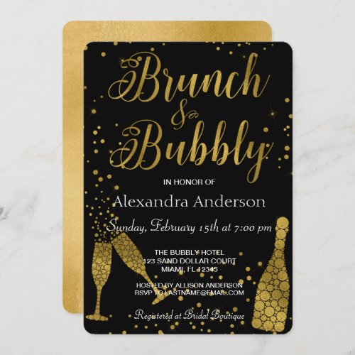 Brunch and Bubbly Champagne Glasses Invitation