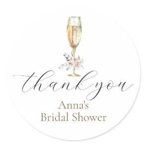 Brunch and Bubbly Champagne Thank You Favor Classic Round Sticker