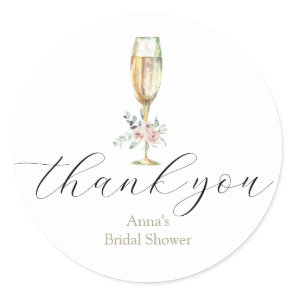 Brunch and Bubbly Champagne Thank You Favor Classic Round Sticker