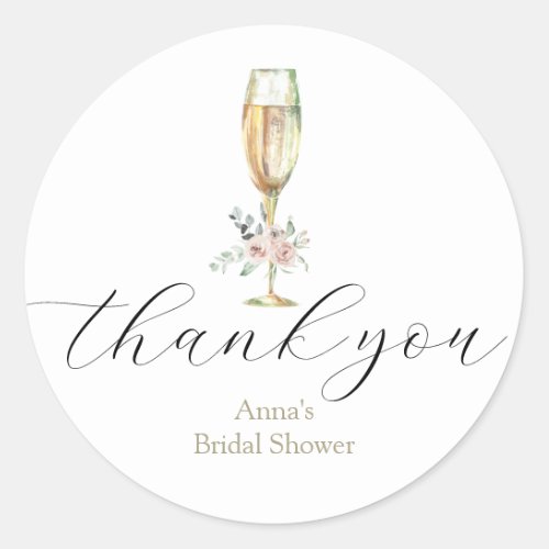 Brunch and Bubbly Champagne Thank You Favor Classic Round Sticker
