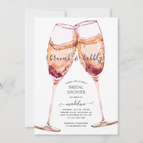 Brunch and Bubbly Champagne Toast Bridal Shower Invitation