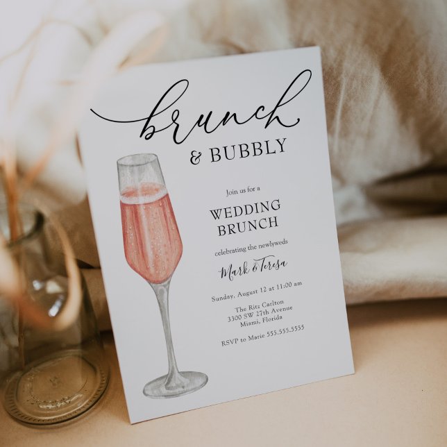Brunch and Bubbly Champagne Wedding Brunch Invitation (Creator Uploaded)