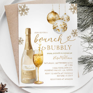 Brunch and Bubbly Champagne Winter Bridal Shower  Invitation