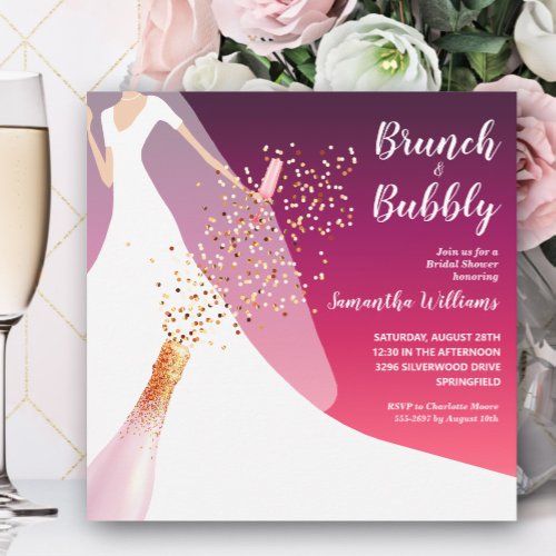 Brunch and Bubbly Cherry Bridal Shower Invitation