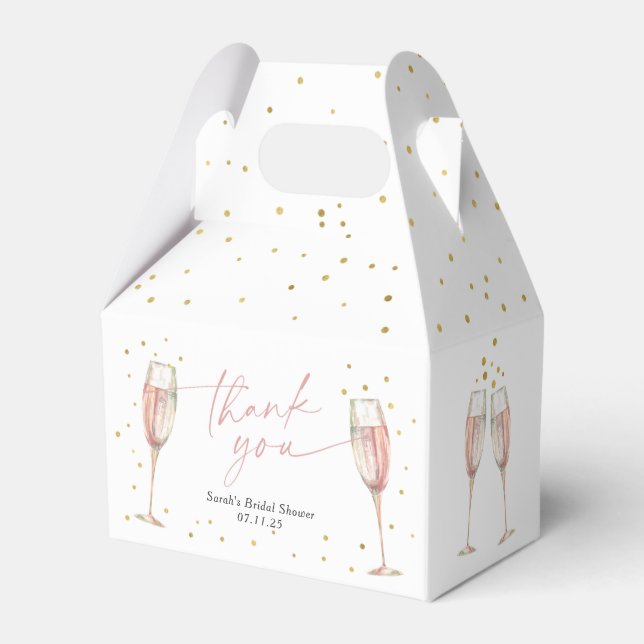Brunch and bubbly chic bridal shower  favor boxes (Front Side)