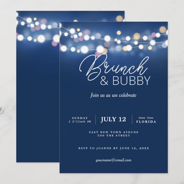 brunch and bubbly christmas new year blush pink invitation (Front/Back)