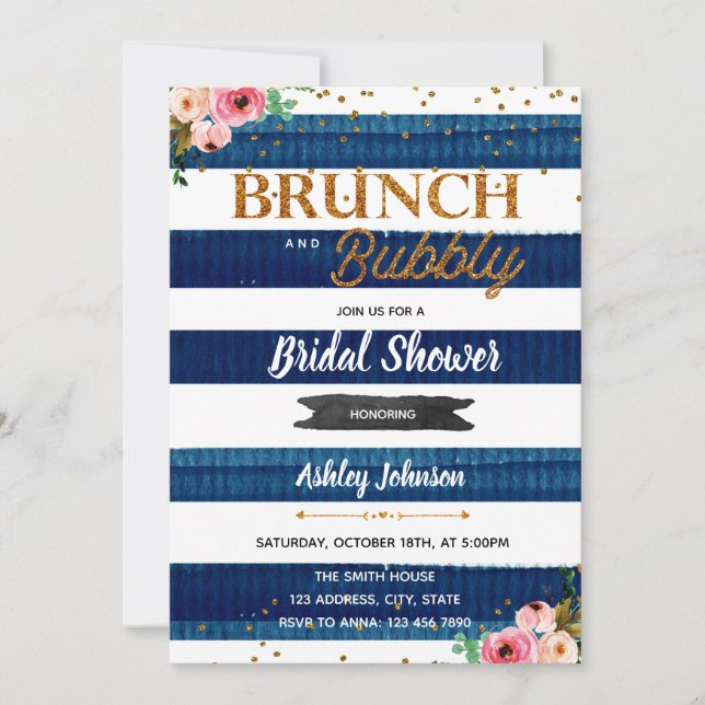 Brunch and bubbly confetti invitation (Front)