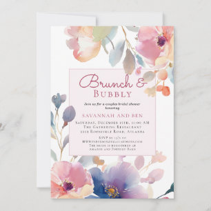 Brunch and Bubbly Couples Floral Bridal Shower Invitation