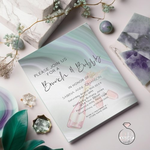 Brunch and Bubbly Dreamy Mint Jade Sage and Violet Invitation