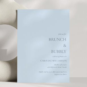 Brunch and Bubbly Dusty Soft Blue Bridal Shower Invitation