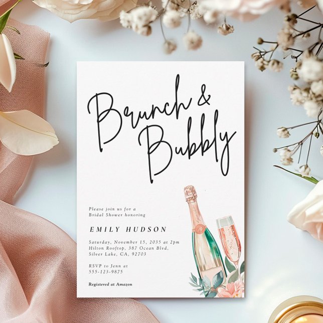 Brunch and Bubbly Elegant Bridal Shower Invitation (Creator Uploaded)