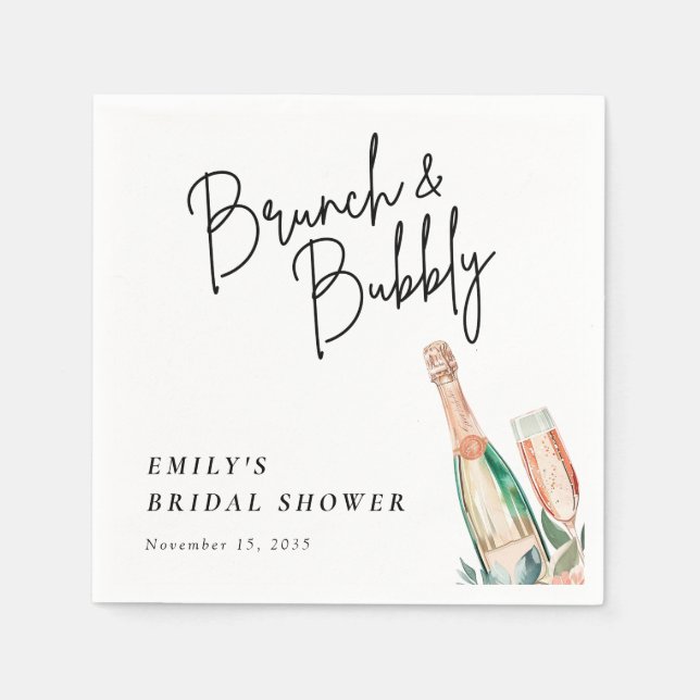 Brunch and Bubbly Elegant Bridal Shower Napkins (Front)