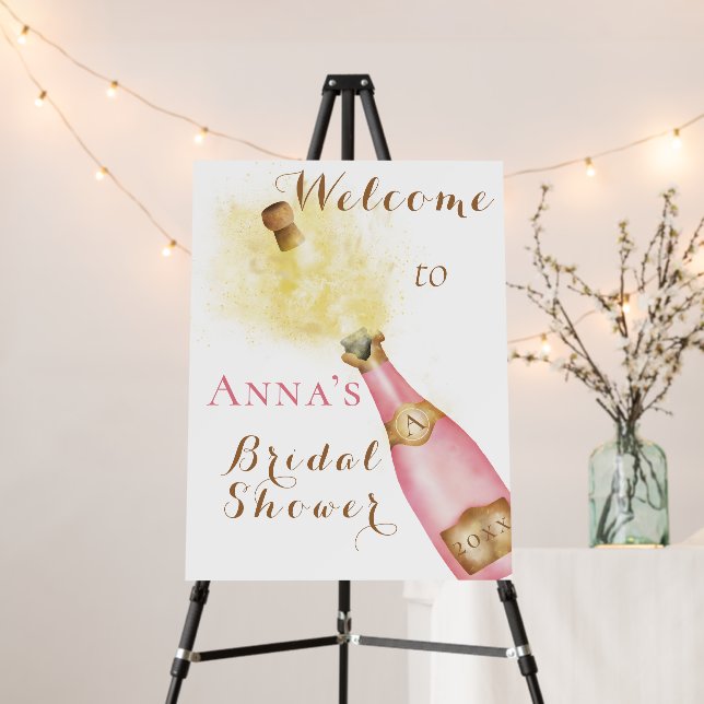 Brunch and Bubbly Elegant Bridal Shower Welcome Foam Board (In Situ (Stand))