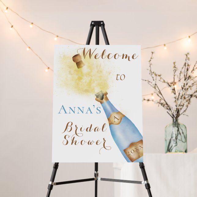 Brunch and Bubbly Elegant Bridal Shower Welcome Foam Board (In Situ (Stand))