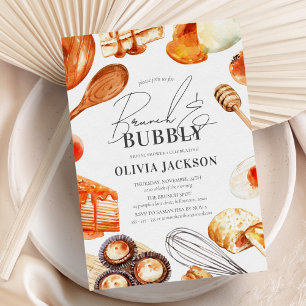 Brunch and Bubbly Elegant Watercolor Bridal Shower Invitation