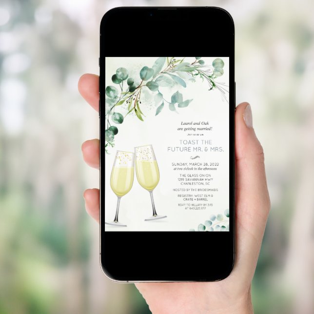 Brunch and Bubbly Engagement Invitation (Front Digital)