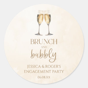 Brunch and Bubbly Engagement Party Brunch Favor Classic Round Sticker