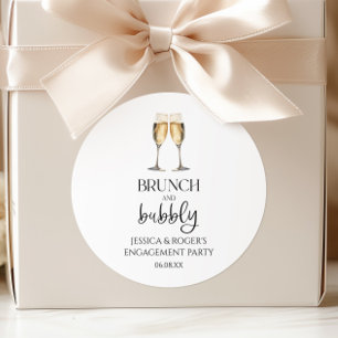Brunch and Bubbly Engagement Party Brunch Favor Classic Round Sticker